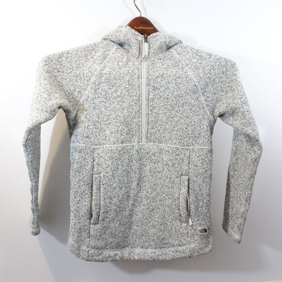 The North Face 1/4 Zip Fleece Sweater Girl M 10-12 Gray Pull Over Kangaroo Pocke - Picture 1 of 5